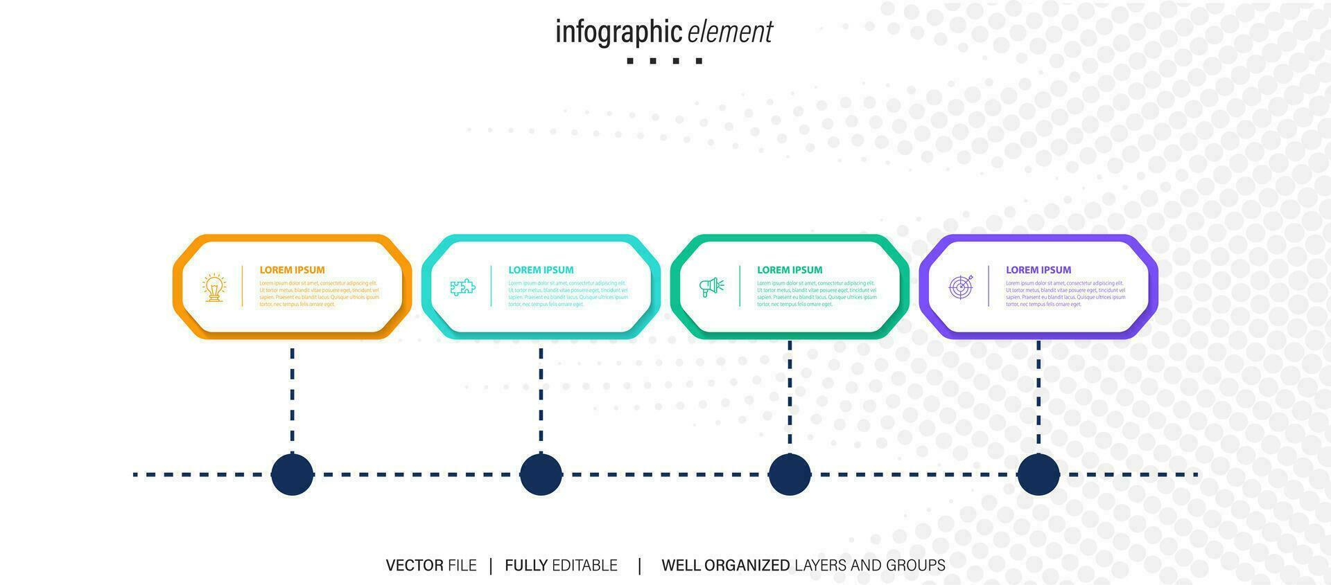 Business infographic design template with 4 options, steps or processes. Can be used for workflow layout, diagram, annual report, web design vector