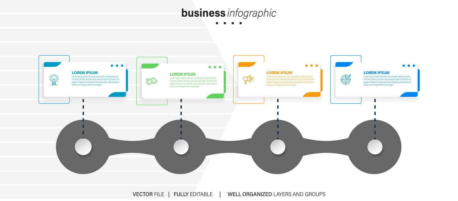 Business process infographic template. Thin line design with numbers 4 options or steps. Vector illustration graphic design