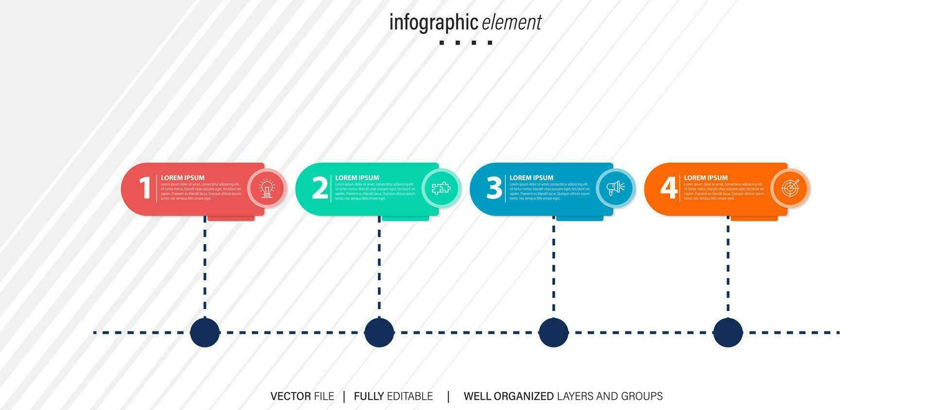 Business infographic design template with 4 options, steps or processes. Can be used for workflow layout, diagram, annual report, web design vector