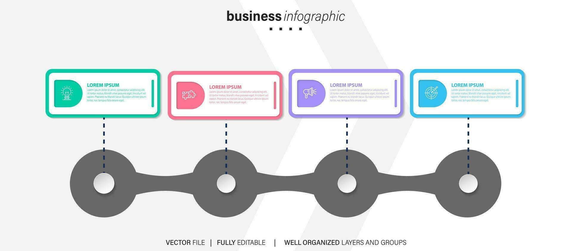 Steps business data visualization timeline process infographic template design with icons vector