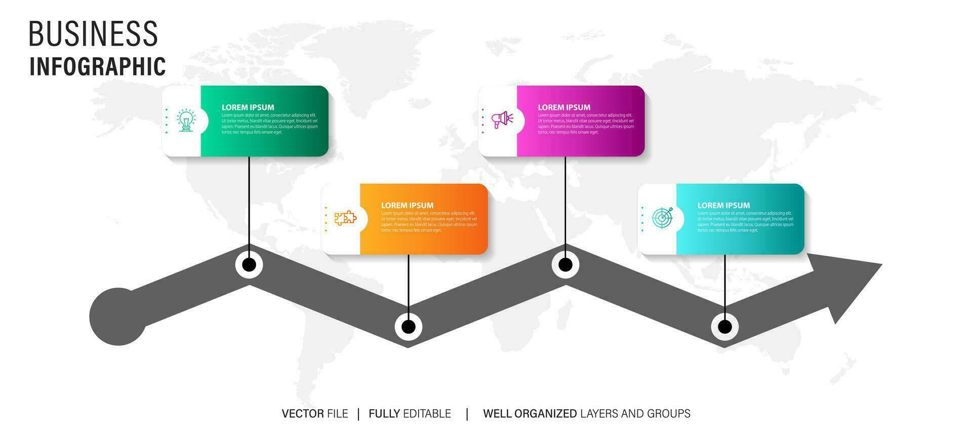 Four steps timeline infographic template vector. vector