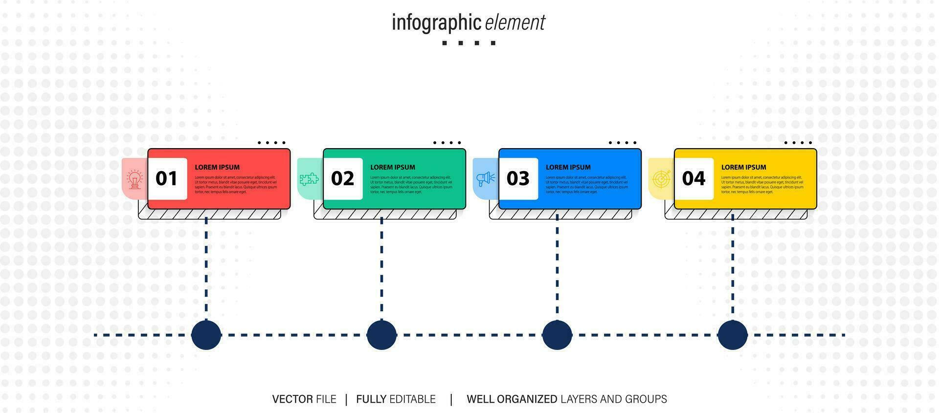 vector infografía etiqueta modelo con iconos 4 4 opciones o pasos. infografia para negocio concepto. lata ser usado para informacion gráficos, fluir gráficos, presentaciones, web sitios, pancartas, impreso materiales