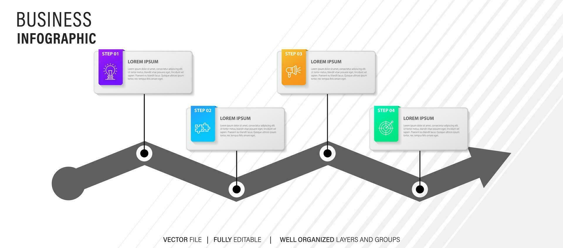 plantilla de diseño de etiquetas infográficas vectoriales con iconos y 4 opciones o pasos. se puede utilizar para diagramas de proceso, presentaciones, diseño de flujo de trabajo, banner, diagrama de flujo, gráfico de información. vector