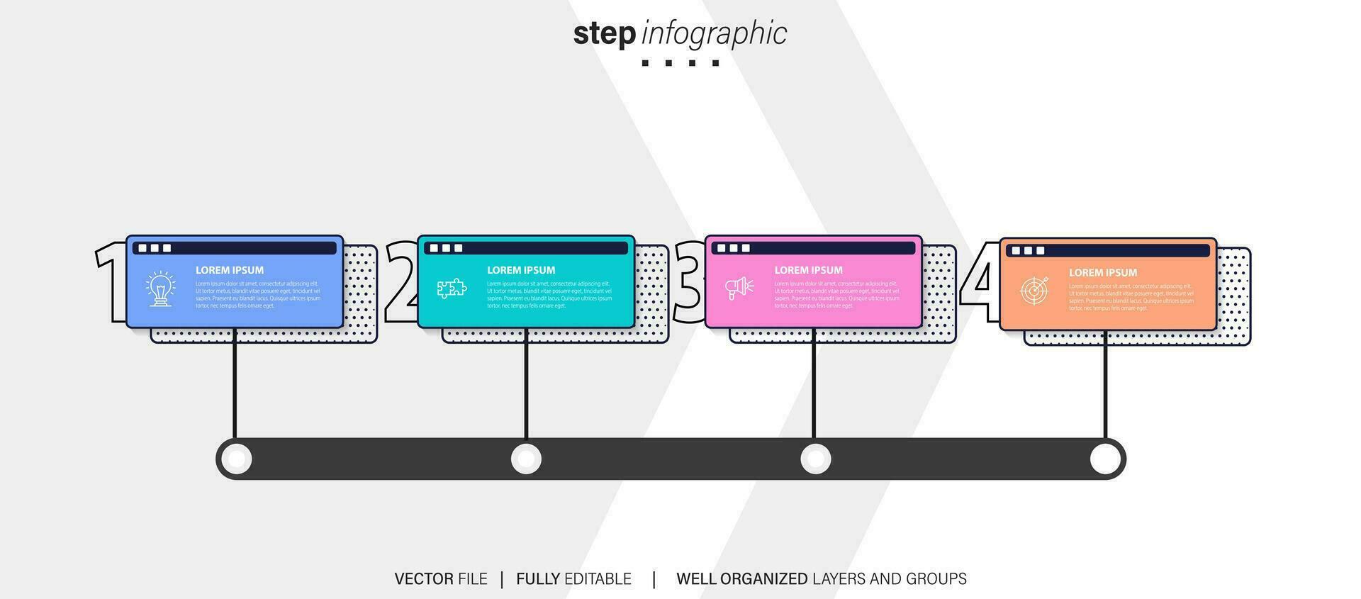 infografia número opciones modelo con 4 4 pasos . lata ser usado para flujo de trabajo disposición, diagrama, negocio opciones, bandera, web diseño vector