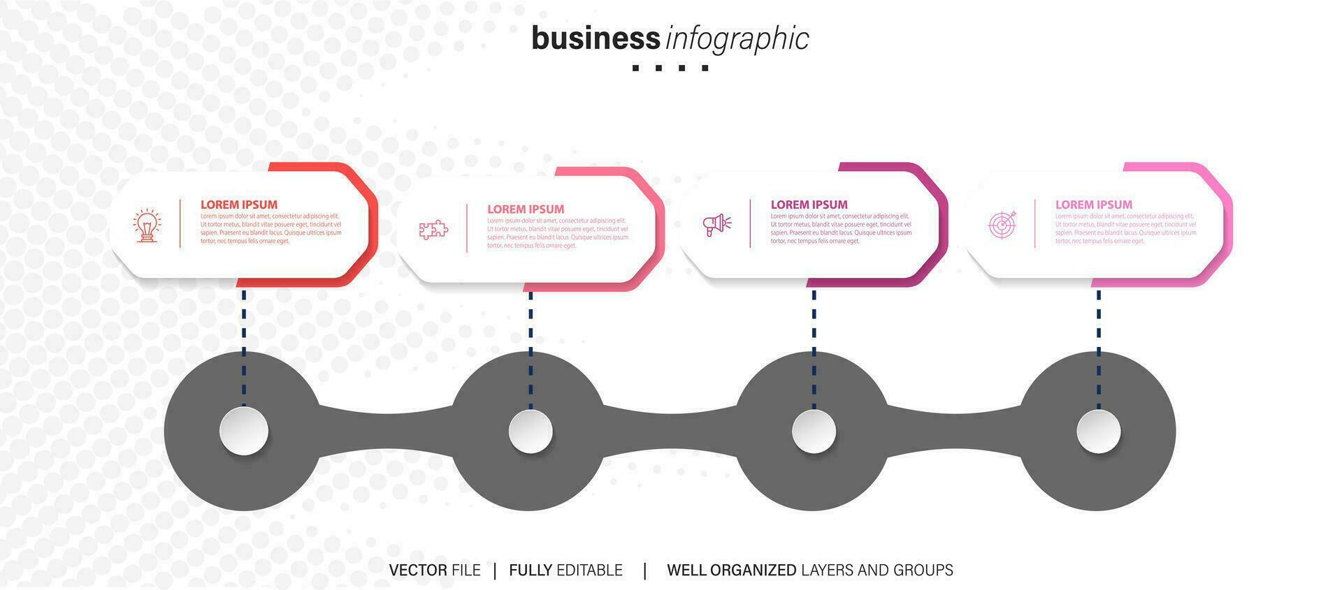 Business infographic four steps for presentation, step up infochart, vector illustration