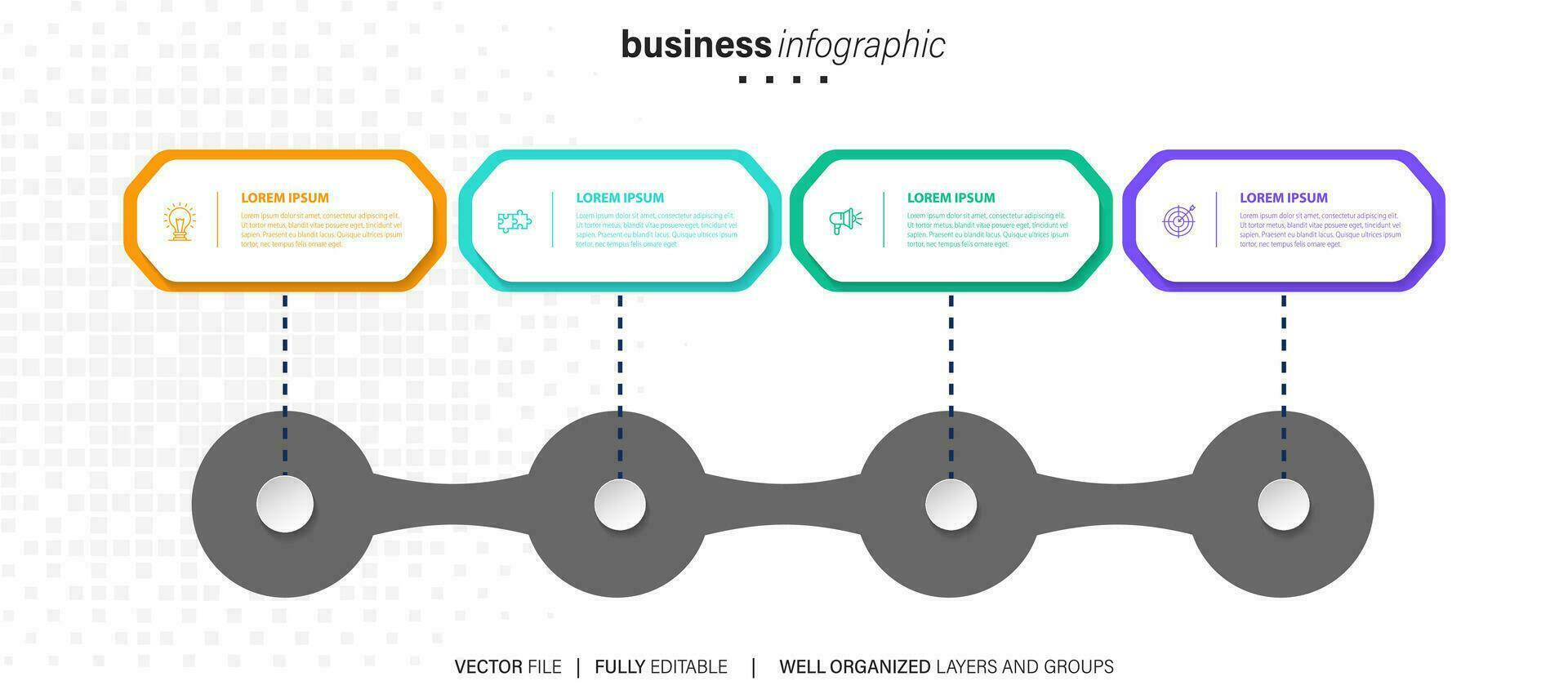 Business infographic four steps for presentation, step up infochart, vector illustration