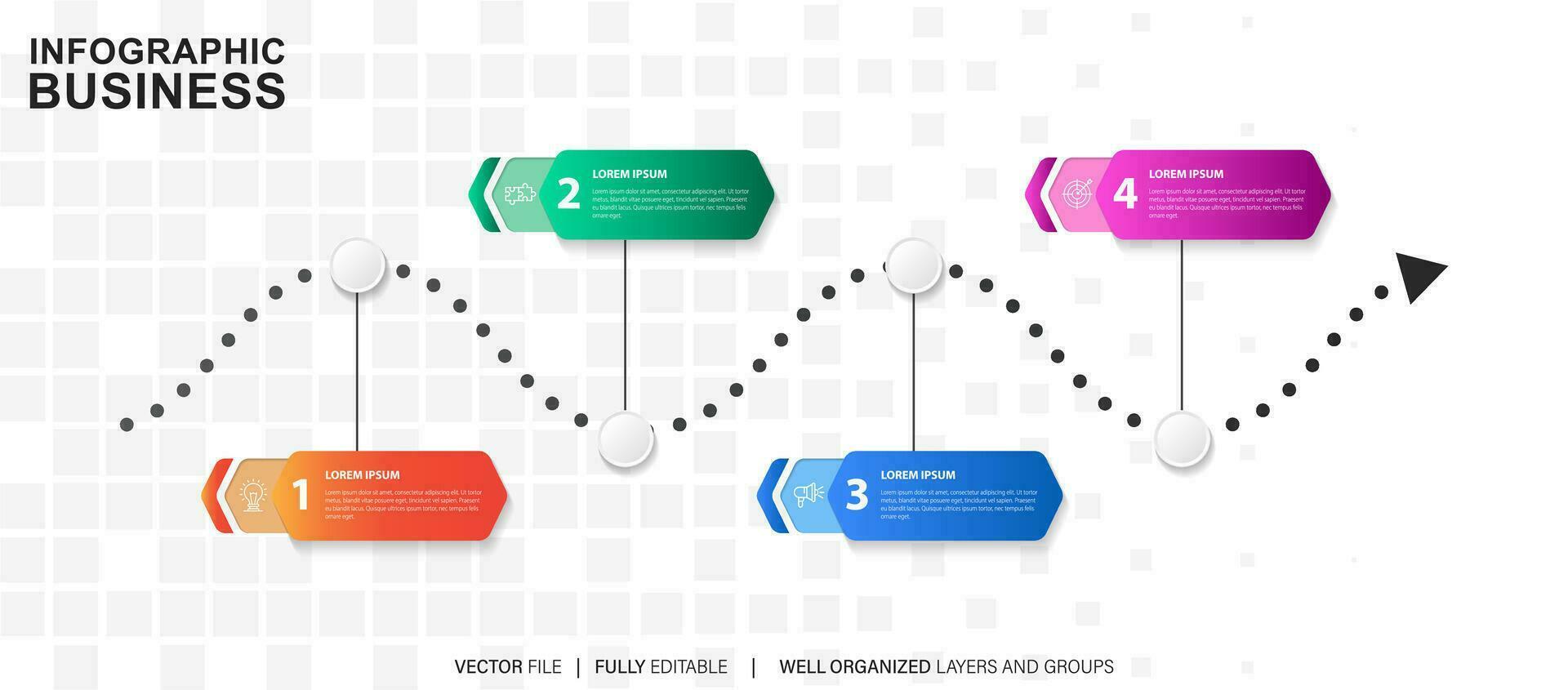 visualización de datos comerciales. iconos de infografía de línea de tiempo diseñados para plantilla de fondo abstracto elemento de hito diagrama moderno tecnología de proceso marketing digital presentación de datos vector de gráfico