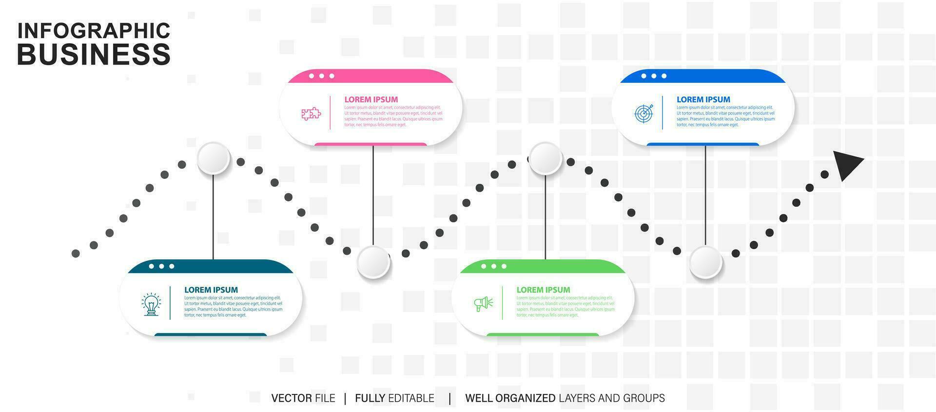 visualización de datos comerciales. iconos de infografía de línea de tiempo diseñados para plantilla de fondo abstracto elemento de hito diagrama moderno tecnología de proceso marketing digital presentación de datos vector de gráfico