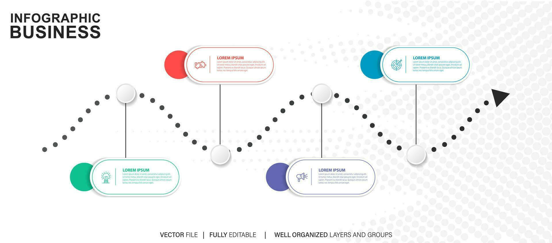 Modern 3D infographic template with 4 steps. Business circle template with options for brochure, diagram, workflow, timeline, web design. Vector EPS 10