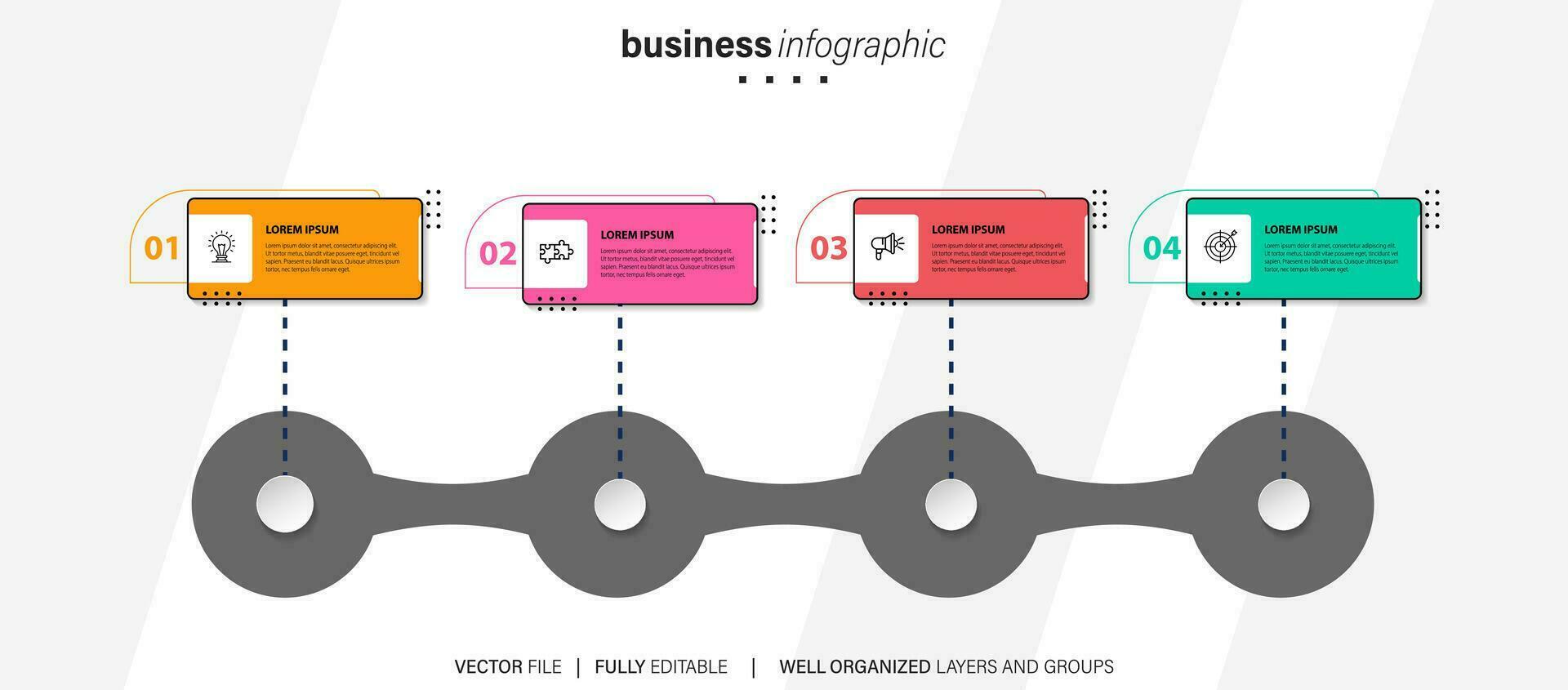 Modern 3D infographic template with 4 steps. Business circle template with options for brochure, diagram, workflow, timeline, web design. Vector EPS 10