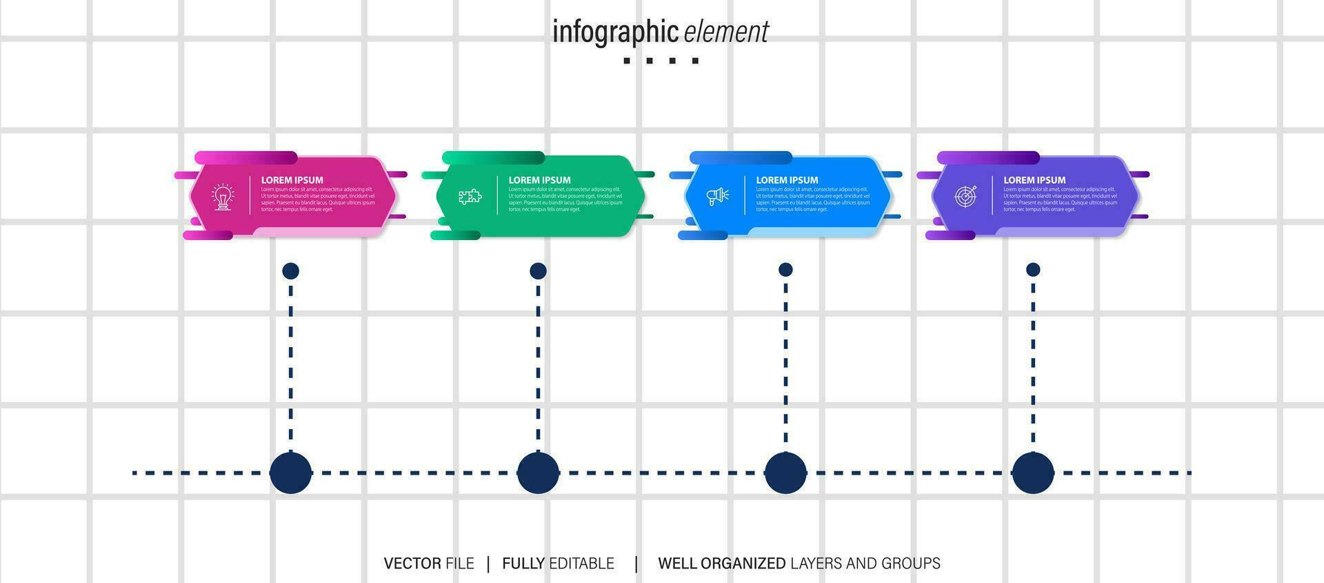 Infographic template. Abstract tree with circles and 4 steps vector