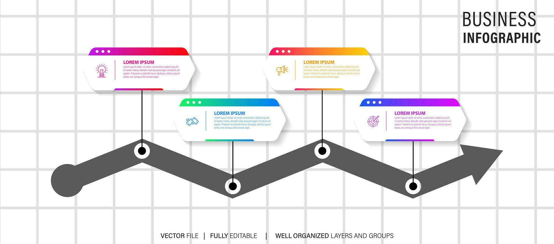 Timeline infographic design vector with number options and 4 steps. Can be used for workflow diagram, info chart, annual report.