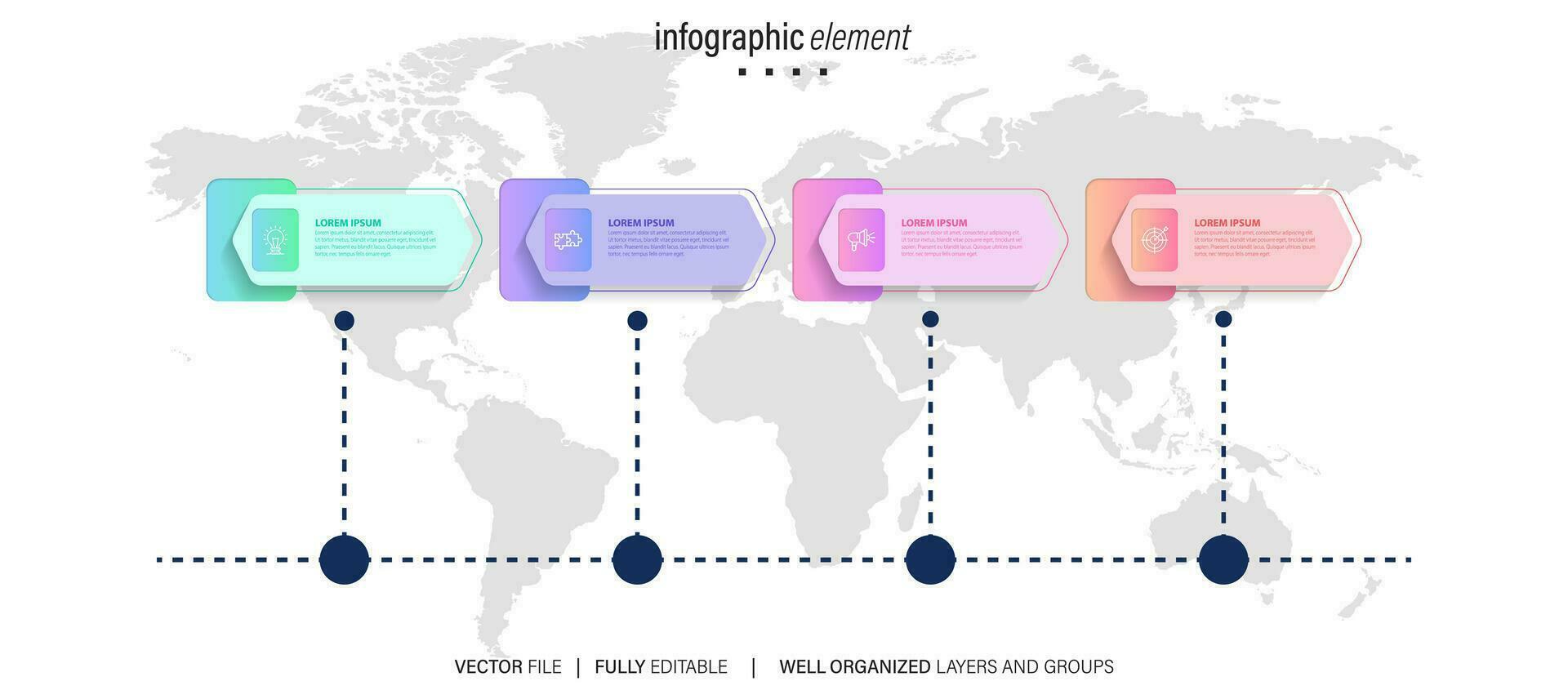 Business Infographic design template Vector with icons and 4 options or steps.