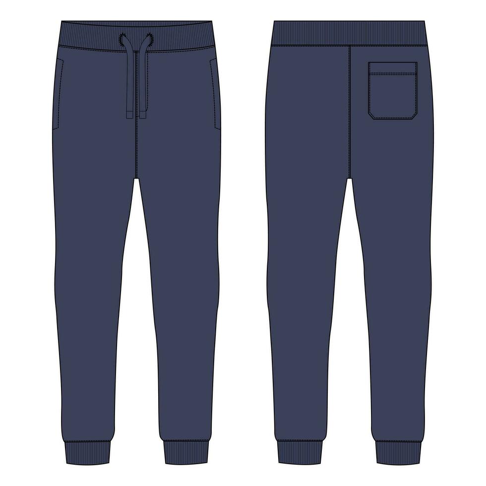 Jogger sweatpants vector illustration template front and back views