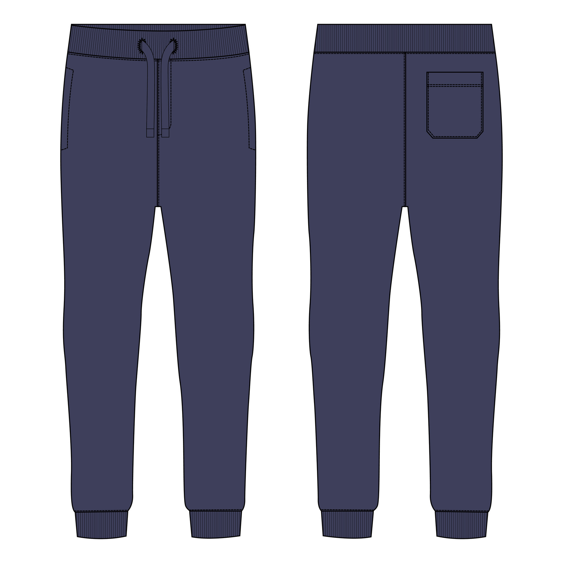 Jogger sweatpants vector illustration template front and back views ...
