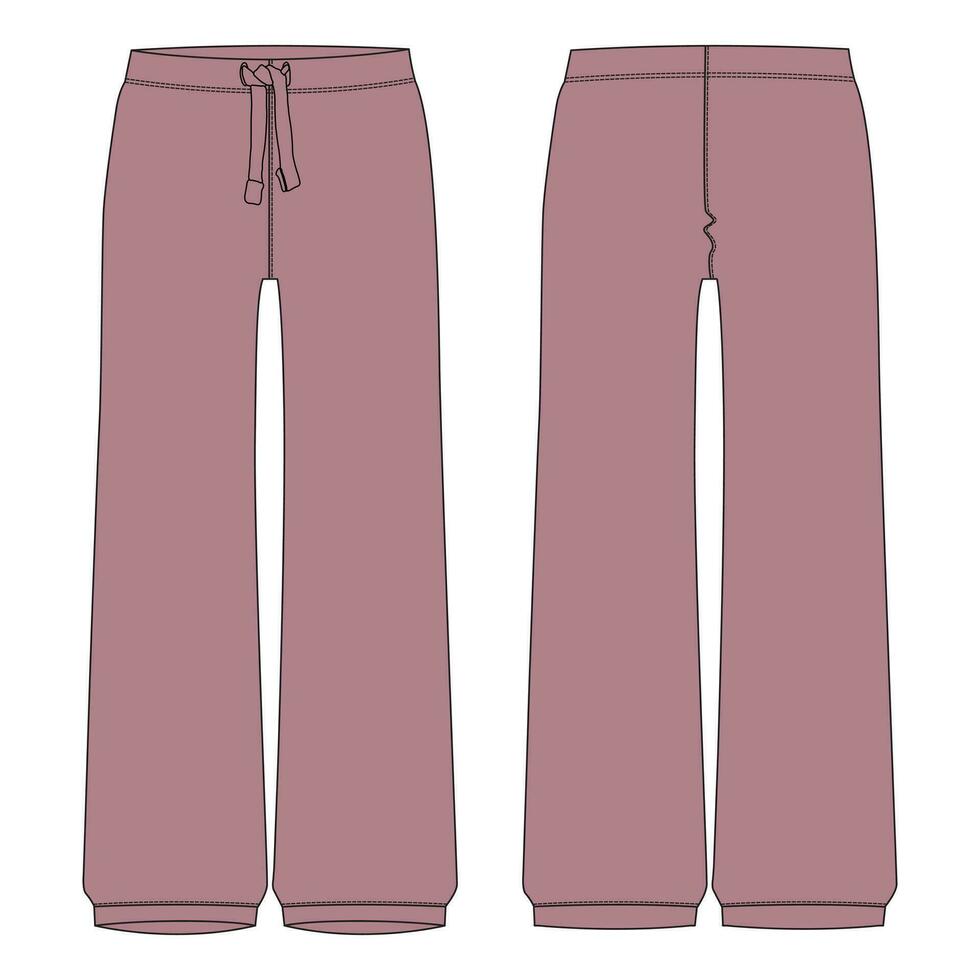 señoras pijama pantalón vector ilustración modelo frente y espalda puntos de vista