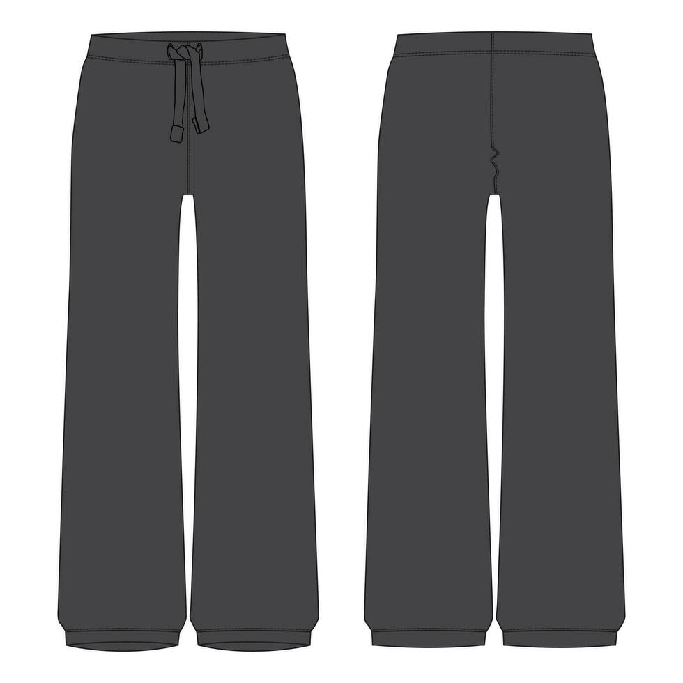 Ladies pajama pant vector illustration template front and back views