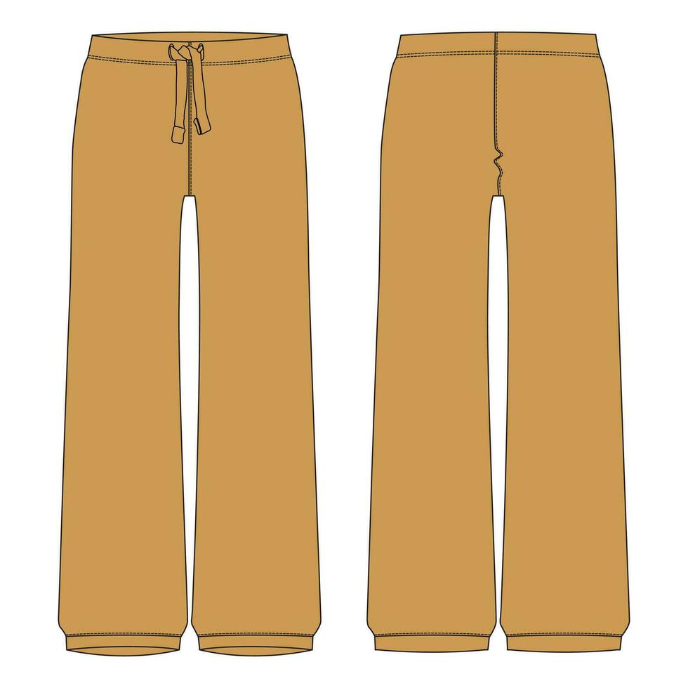 Ladies pajama pant vector illustration template front and back views