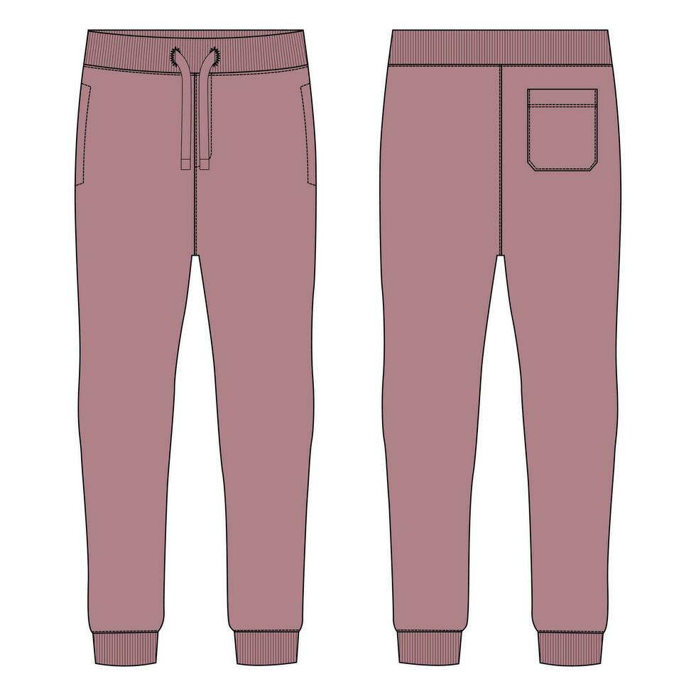 Jogger sweatpants vector illustration template front and back views