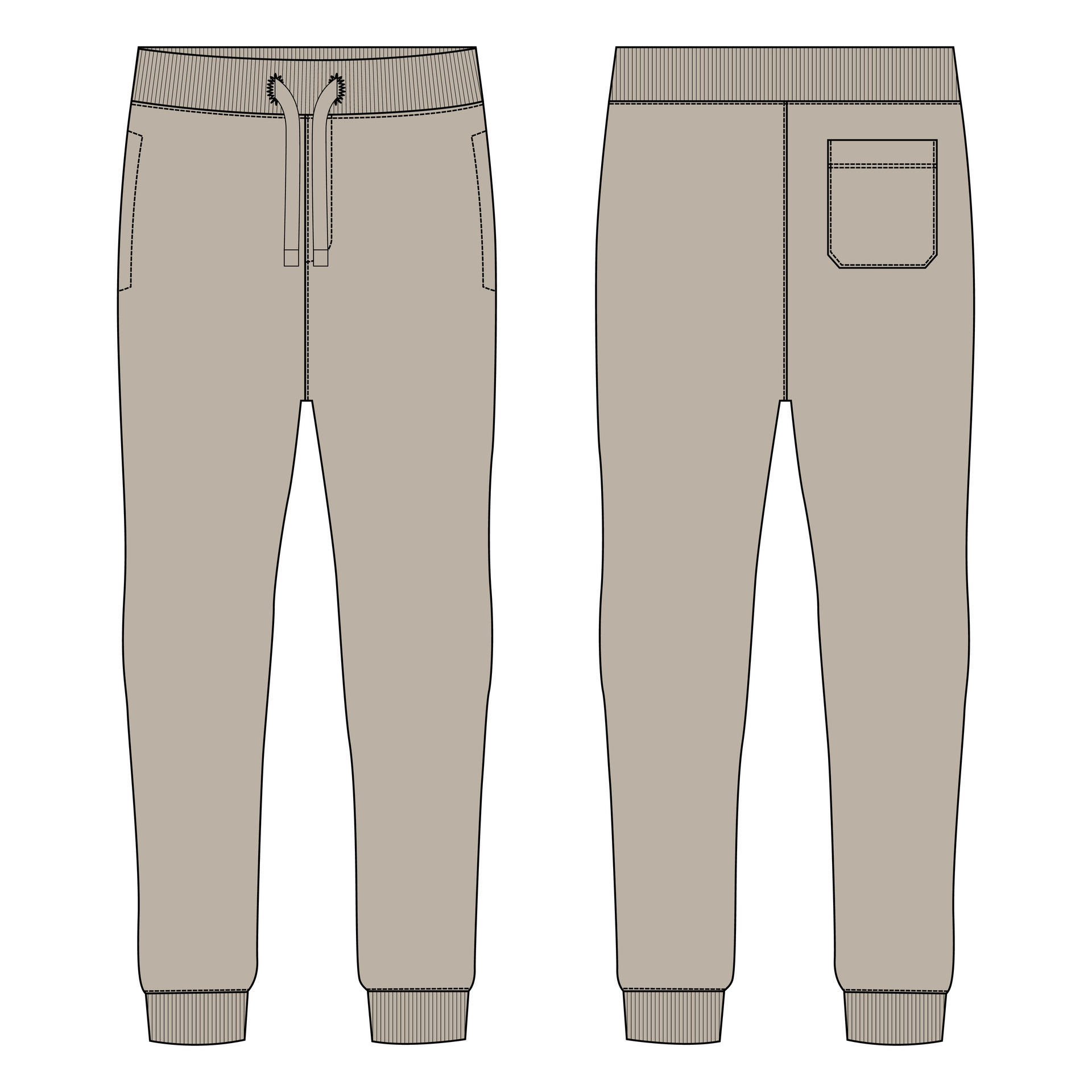 Jogger sweatpants vector illustration template front and back views ...