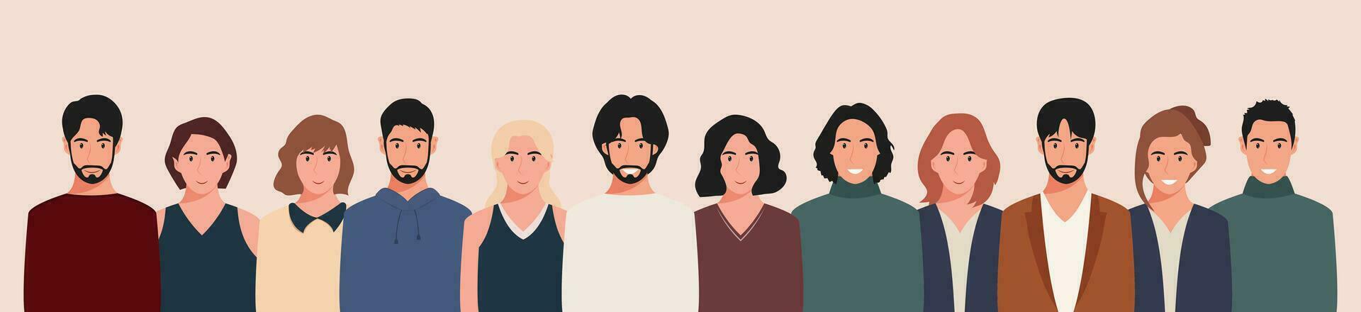 un grupo de personas desde diferente culturas y tradiciones diversidad. diverso multirracial y multicultural grupos de gente. vector ilustración en plano estilo.