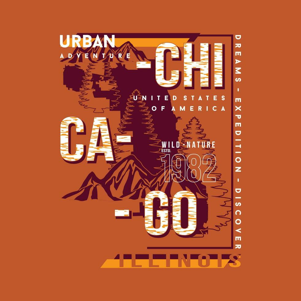 chicago Illinois gráfico tipografía, t camisa vector, diseño moda, ilustración, bueno para casual estilo vector