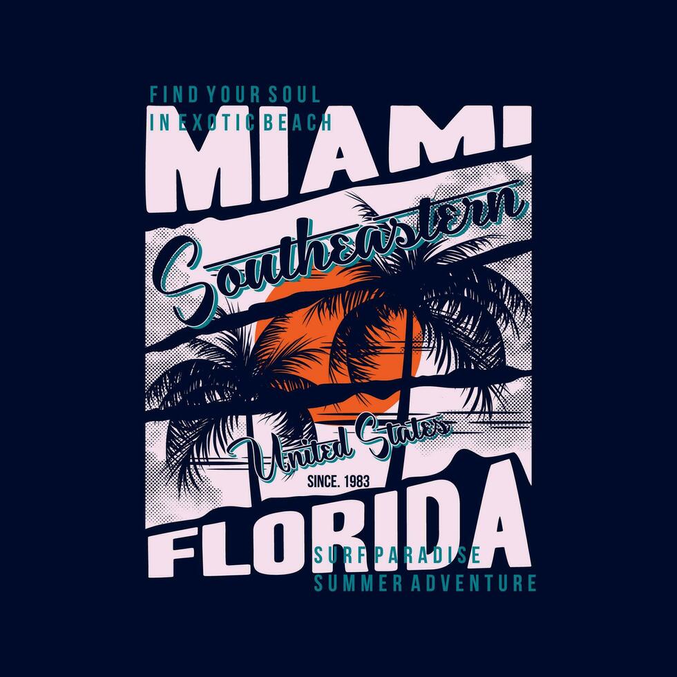 miami florida graphic, typography vector, beach theme illustration, good for print t shirt and other use vector