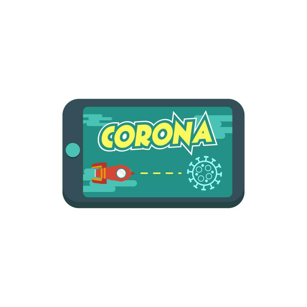 Rocket Shoot coronavirus game in phone vector