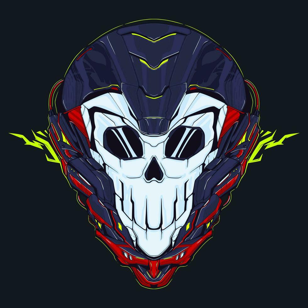 Astronaut skull mecha robot illustration vector