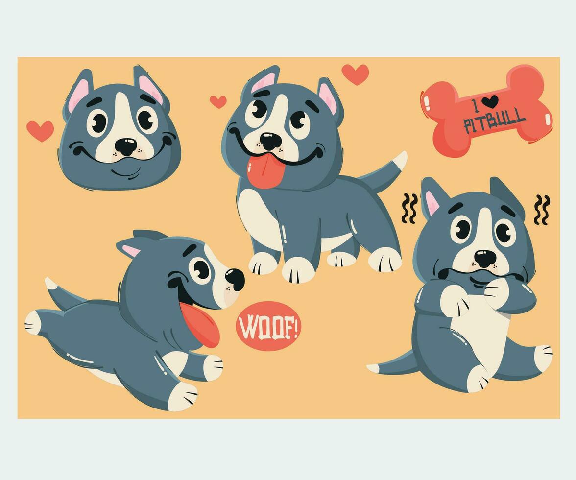 Cartoon Pit bull Illustration vector