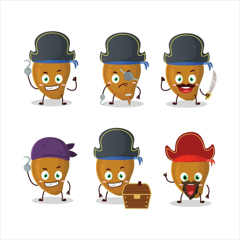 Cartoon character of zapote with various pirates emoticons vector
