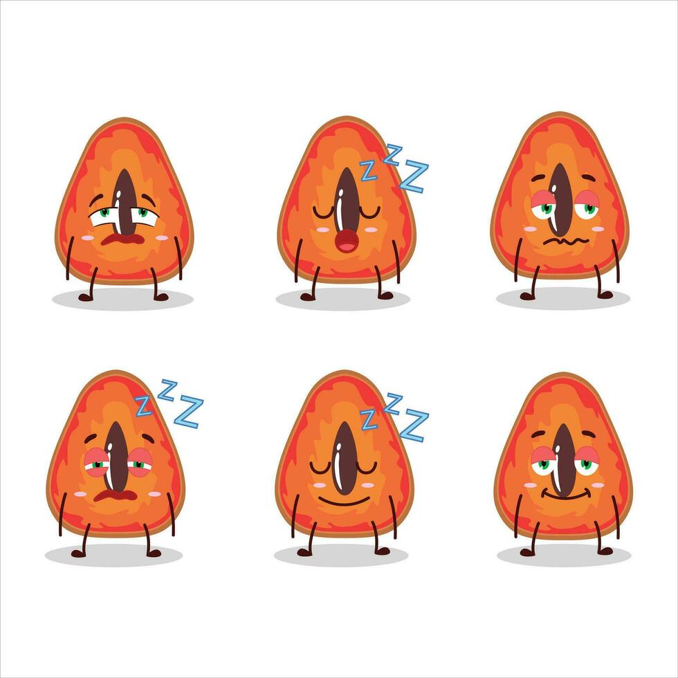 dibujos animados personaje de rebanada de mamey con soñoliento expresión vector