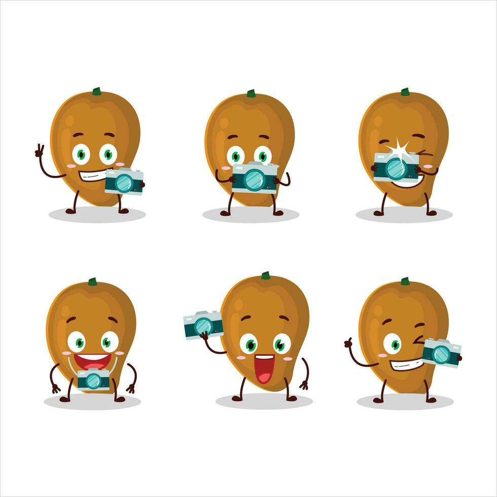 Photographer profession emoticon with zapote cartoon character vector