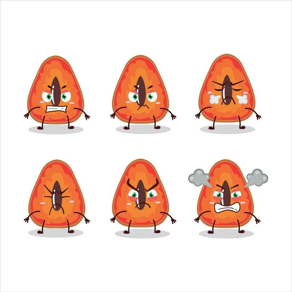 Slice of mamey cartoon character with various angry expressions vector