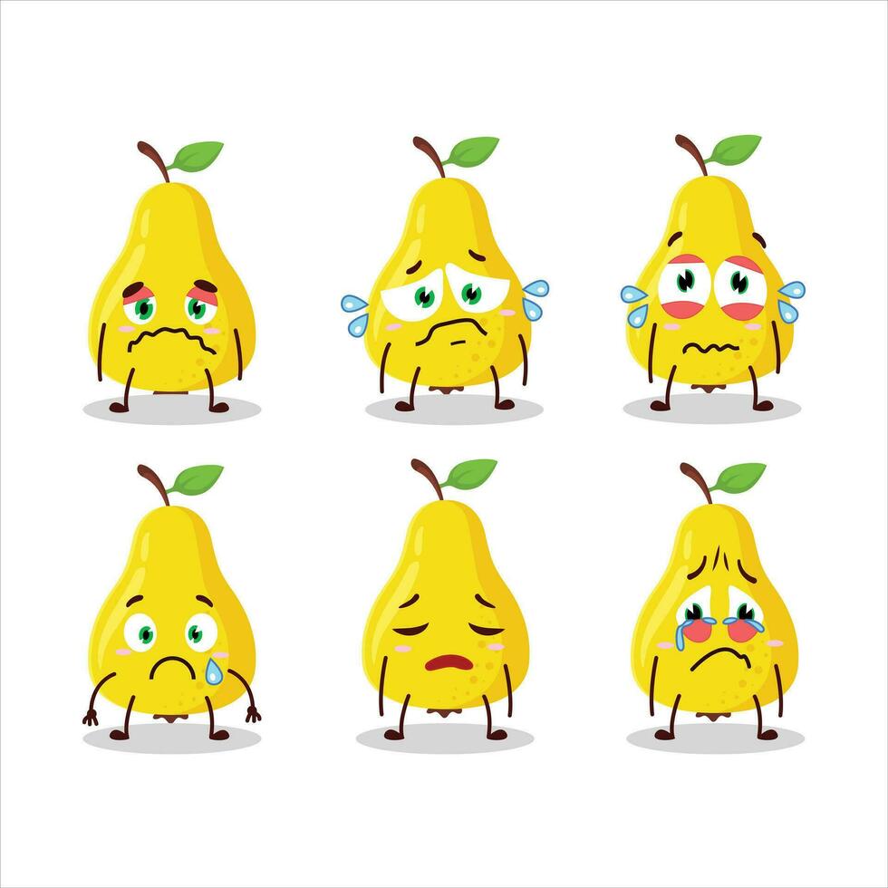 Yellow pear cartoon character with sad expression vector