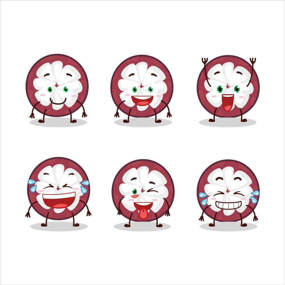 Cartoon character of slice of mangosteen with smile expression vector