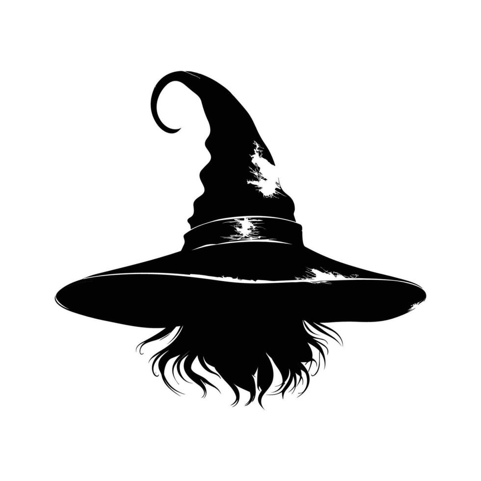 Enigmatic Witch Head in Shadowy Silhouette vector