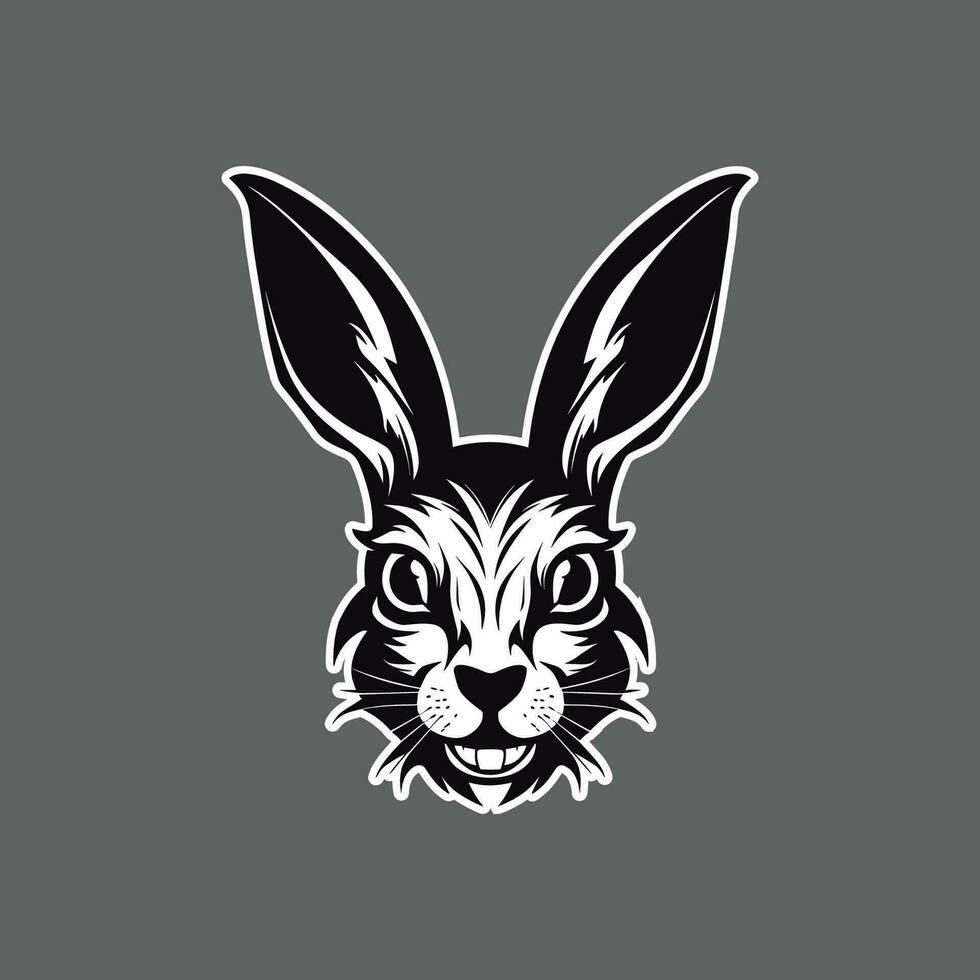 Charming Rabbit Head Captured in Silhouette vector