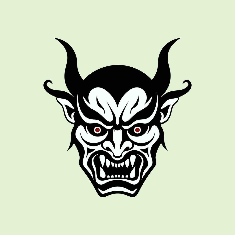 devil silhouette face isolated on light green vector