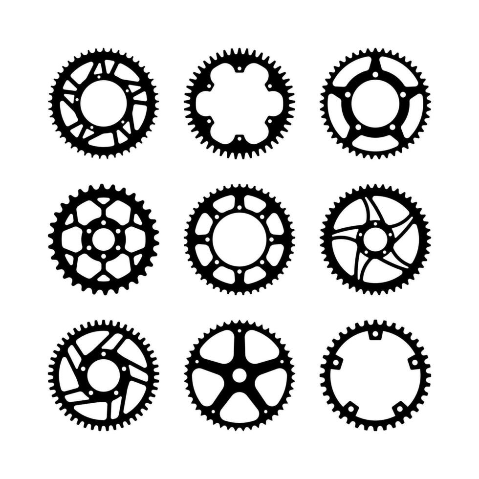 Sprocket wheel vector. Bicycle parts. Silhouette vector. vector