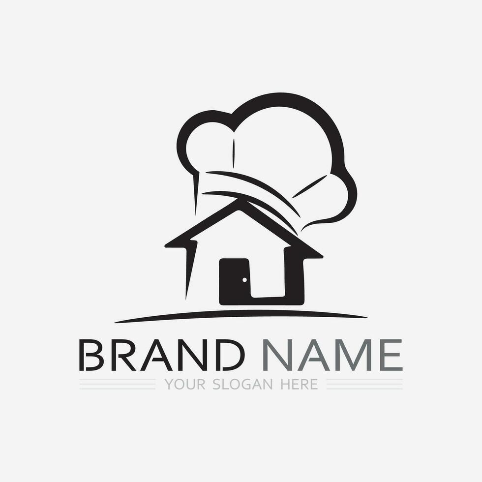 KITCHEN AND CHEF LOGO FOOD ICON RESTO AND CAFE DESIGN VECTOR GRAPHIC ILLUSTRATION