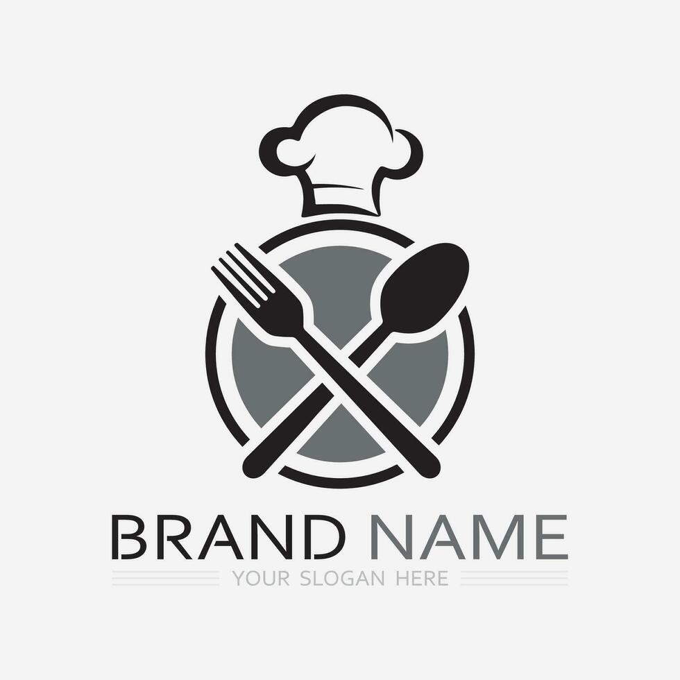 KITCHEN AND CHEF LOGO FOOD ICON RESTO AND CAFE DESIGN VECTOR GRAPHIC ILLUSTRATION