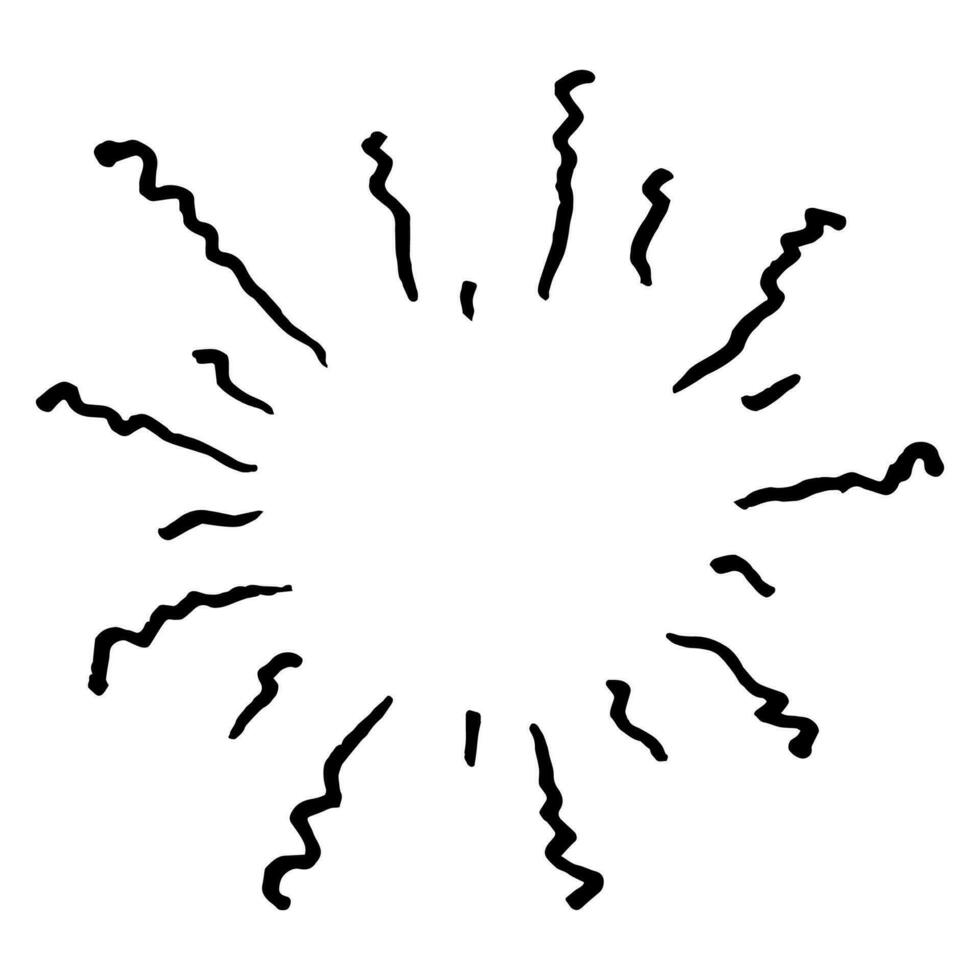 hand drawn doodle sunburst. doodle design element. vector illustration