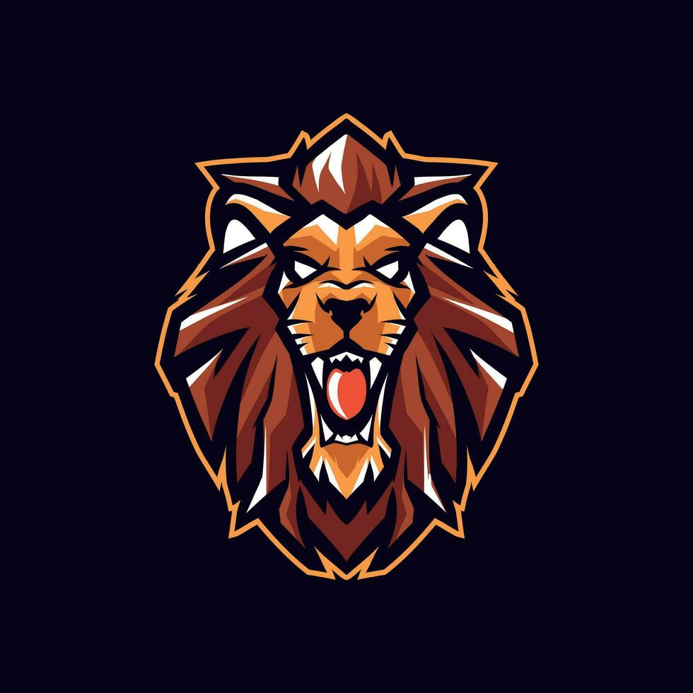 Roaring and angry lion logo vector illustration, emblem design