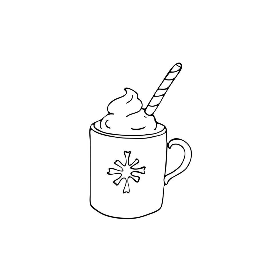 Hand drawn cappuccino mug vector