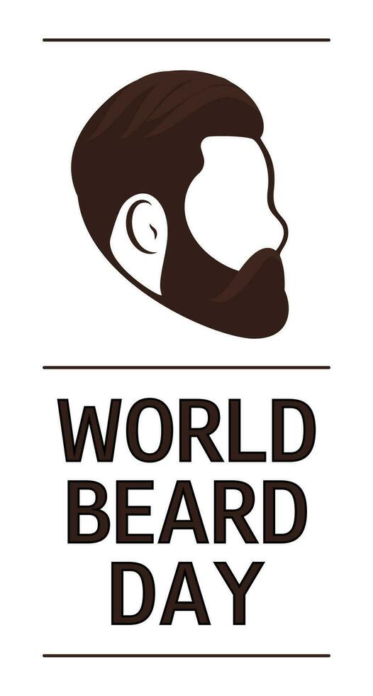 World Beard day. Vector vertical banner, card or poster. Flat illustration.