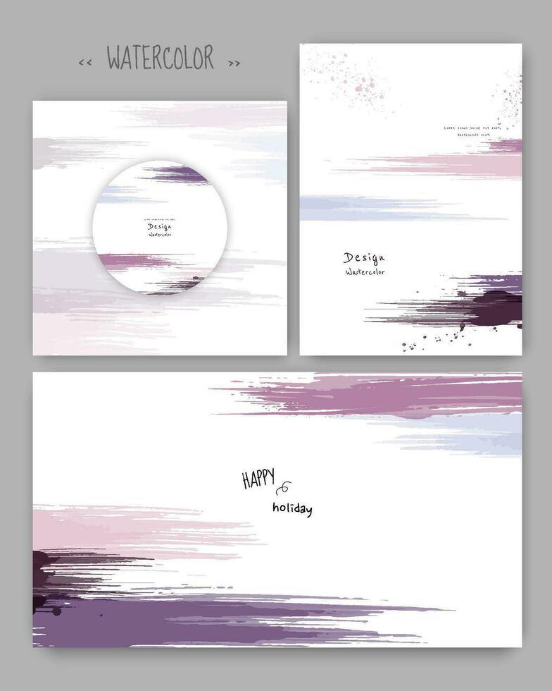 Set of watercolor splatter brush abstract background minimal design vector