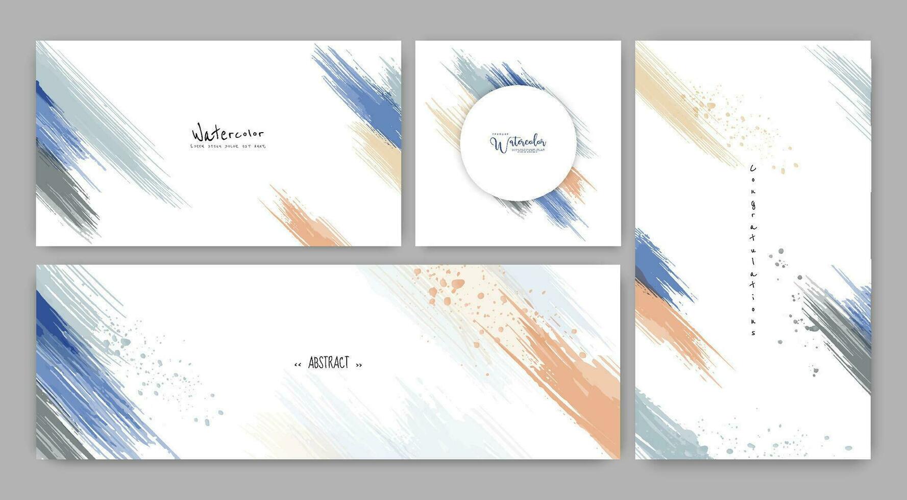 Minimal abstract background design with watercolor splatter brush set vector
