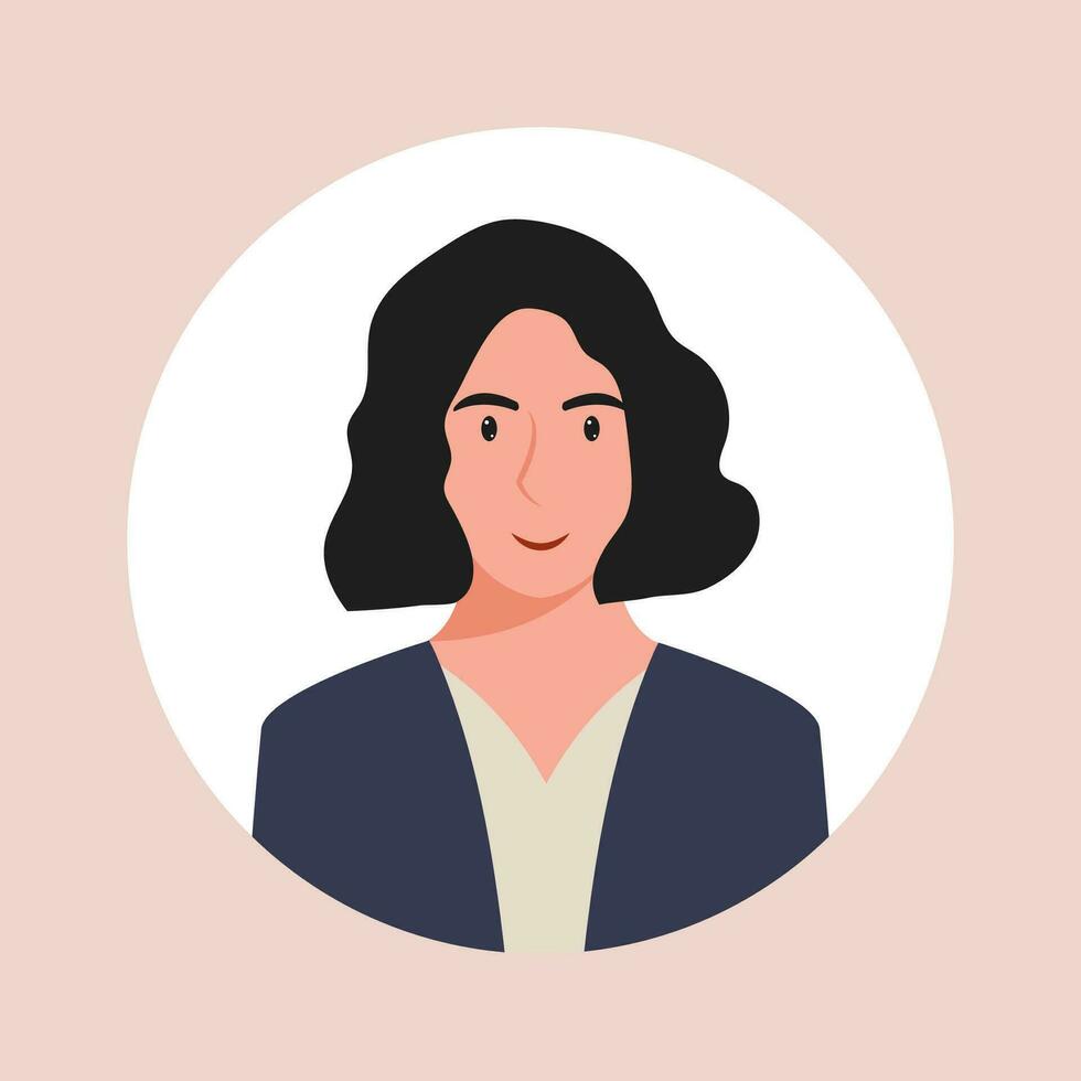 Circle the avatar with the portrait women of various races and hairstyles. Collection of user profiles. Round icon with happy smiling human. Colorful flat vector illustration.