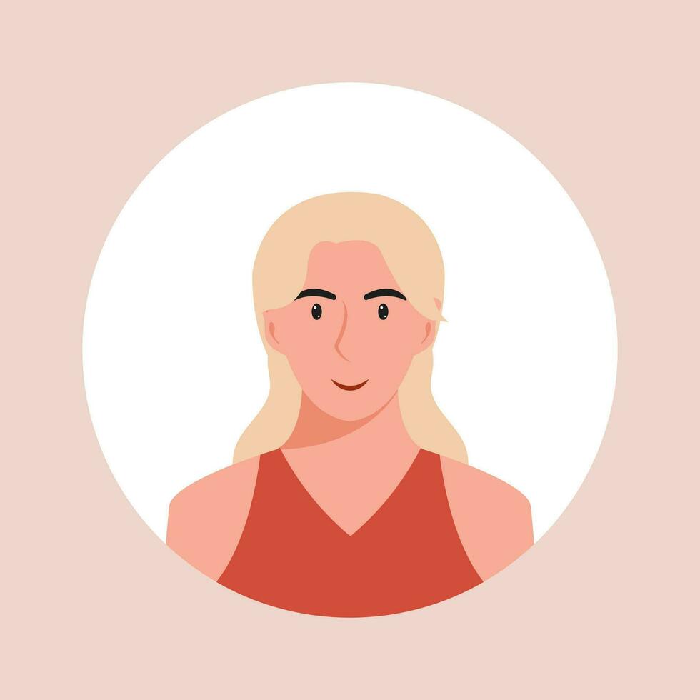Circle the avatar with the portrait women of various races and hairstyles. Collection of user profiles. Round icon with happy smiling human. Colorful flat vector illustration.